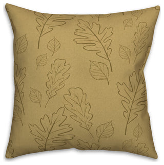Mustard Yellow Large Leaf Pattern 18x18 Spun Poly Pillow