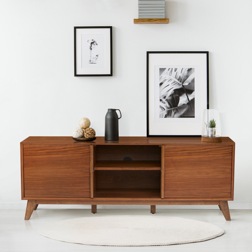Walnut 3-Section Media Cabinet 63x24
