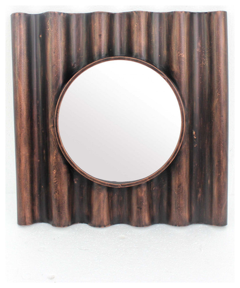 HomeRoots 24" x 24" x 3" Bronze, Panpipe-Like, Wooden Cosmetic - Mirror