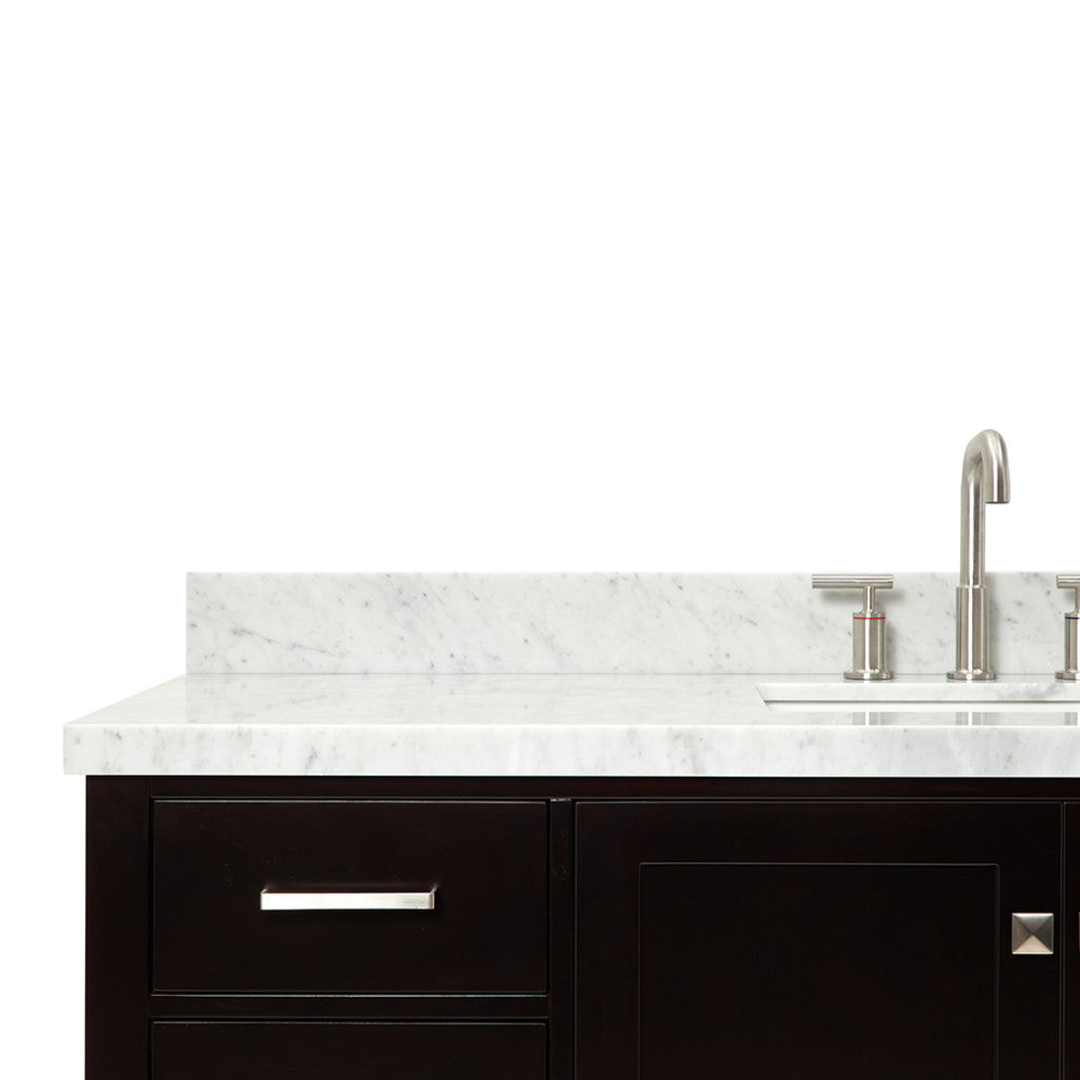 Cambridge 61" Bath Vanity With Marble Top With White Basin