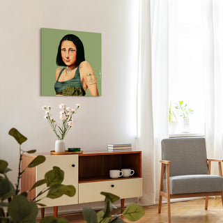 "Hip Mona Lisa" Frameless Reverse Printed Tempered Art Glass Wall Art