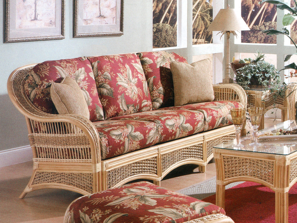 Spice Island Sofa in Natural, Callista-Stripe-Delft Fabric