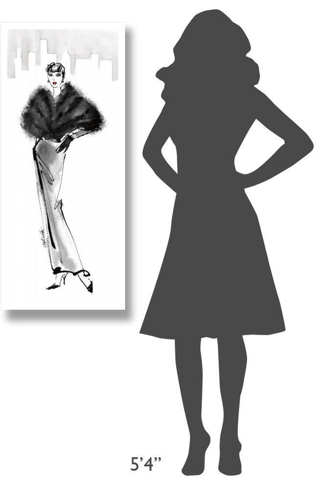 "Fifties Fashion I with Red" Digital Paper Print by Anne Tavoletti, 18"x42"