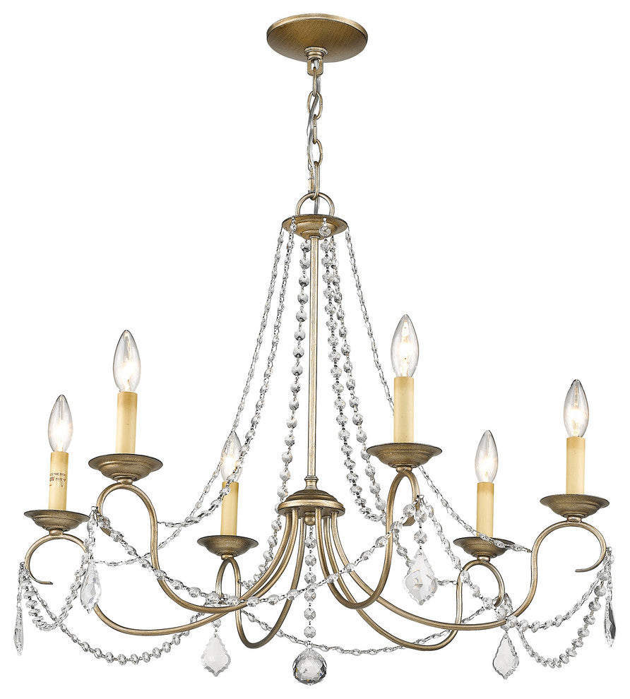 Pennington Chandelier, Hand-Painted Antique Silver Leaf
