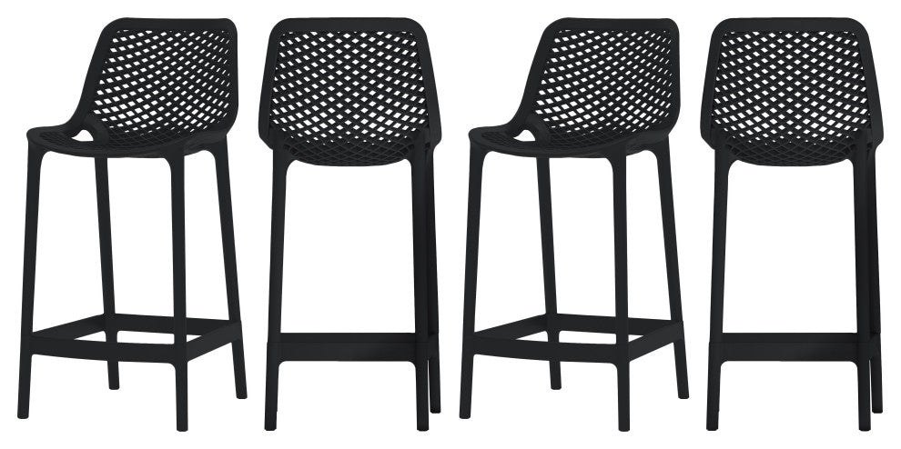 Mykonos Outdoor Patio Stool (Set of 4), Black