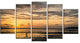 Dawn at Seaside during Low Tide, Modern Seashore Canvas Art, 60"x32", 5 Panels