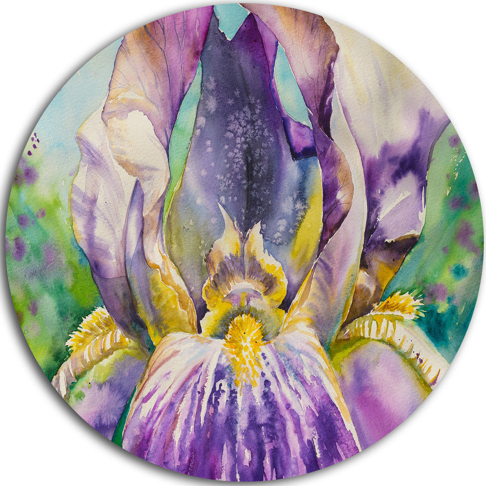 Iris Flower Close-Up, Floral Art Round Metal Wall Art, 36"