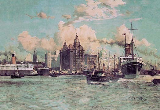 Port Traffic on the River Mersey - Fine Art Giclee Print 24" x 36"