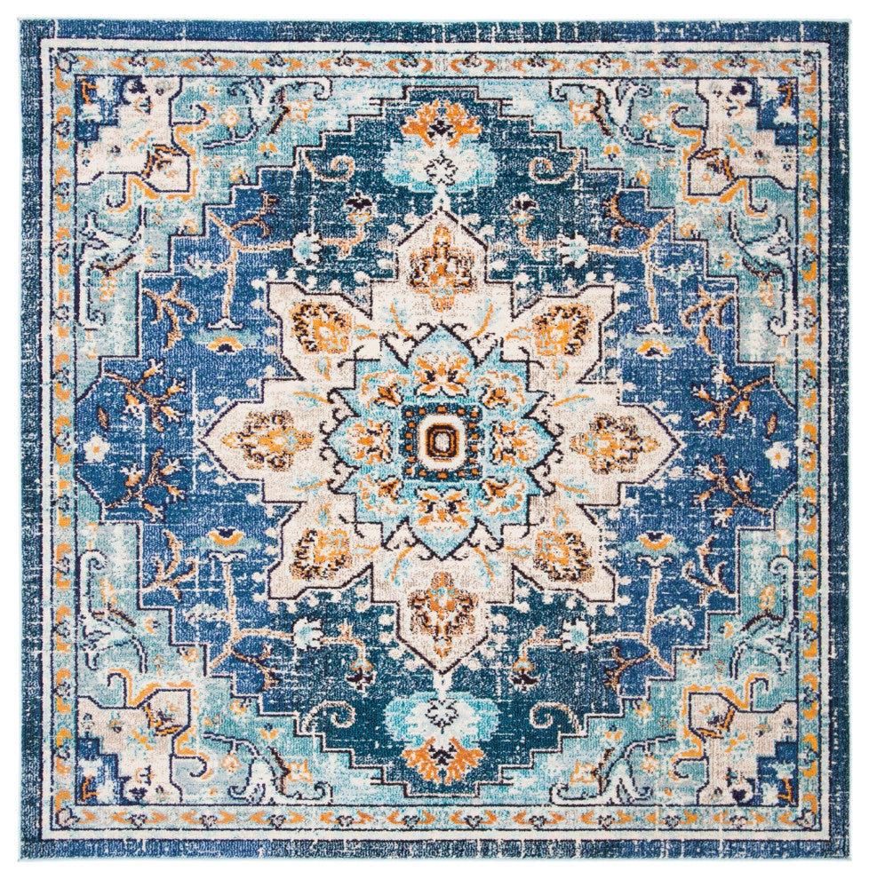 Safavieh Madison Mad473M Traditional Rug, Blue and Light Blue, 3'0"x3'0" Square