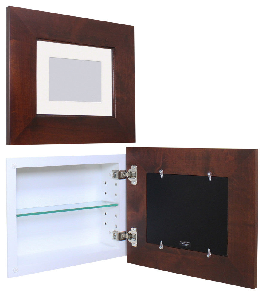 Landscape Recessed Concealed Medicine Cabinet, 14"x11", Espresso