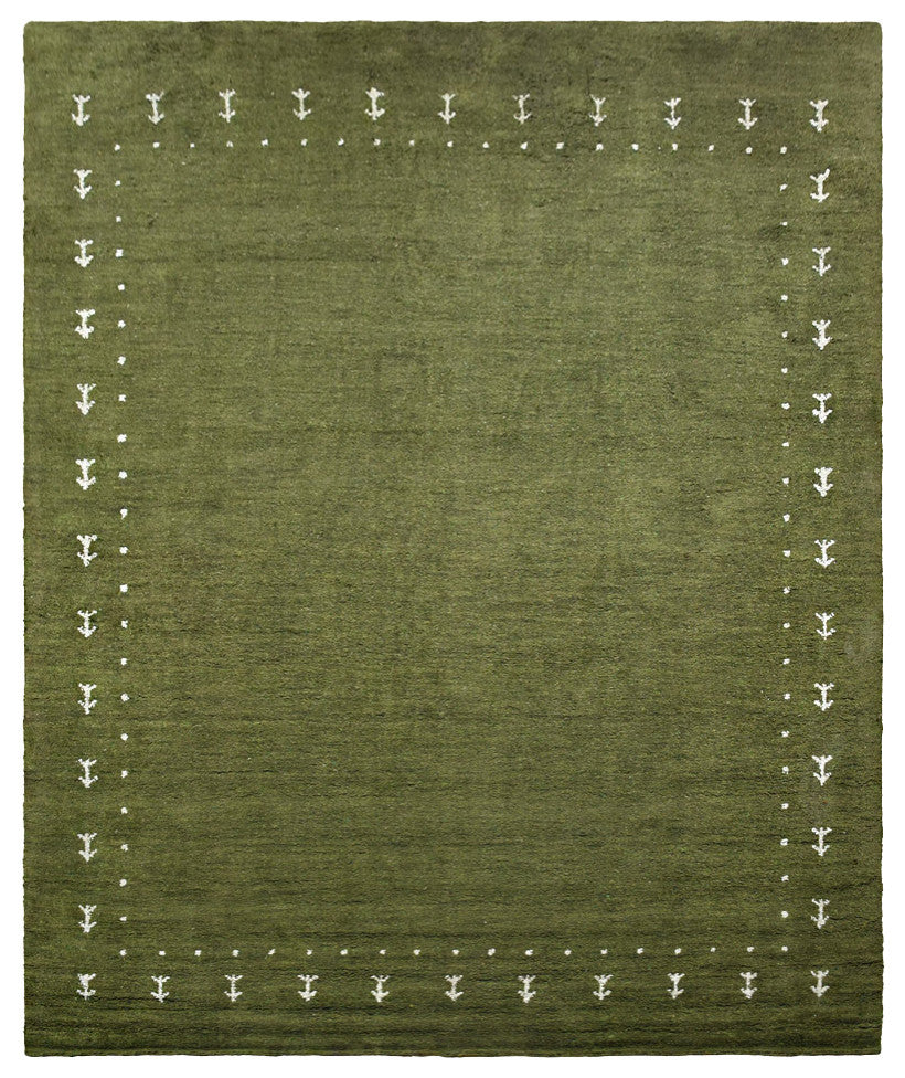 HAND KNOTTED LOOM SILK ECO-FRIENDLY AREA RUG-8'x10',Rectangle,Green,Contemporary