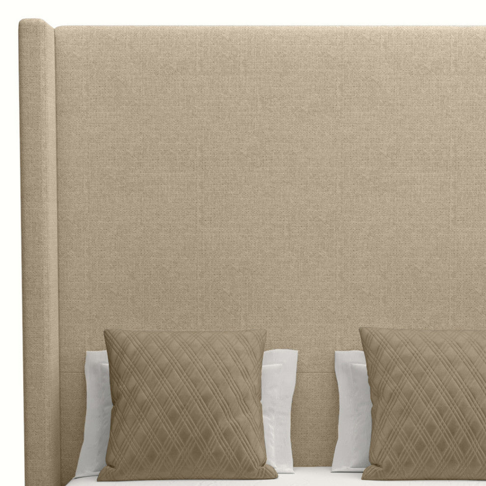 Nativa Interiors Aylet Plain Bed, Flax, California King, High Headboard