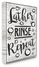 Lather Rinse Repeat Black & White With Bubbles Canvas Wall Art, 24"x30"