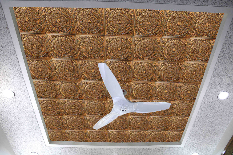 Antique Gold 3D Ceiling Panels, 2'x2', 100 Sq Ft, Pack of 25