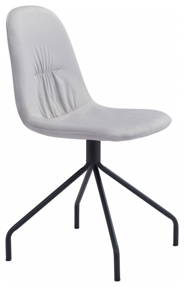 Set of 2 Wide Back Light Gray Velvet Dining or Side Chairs