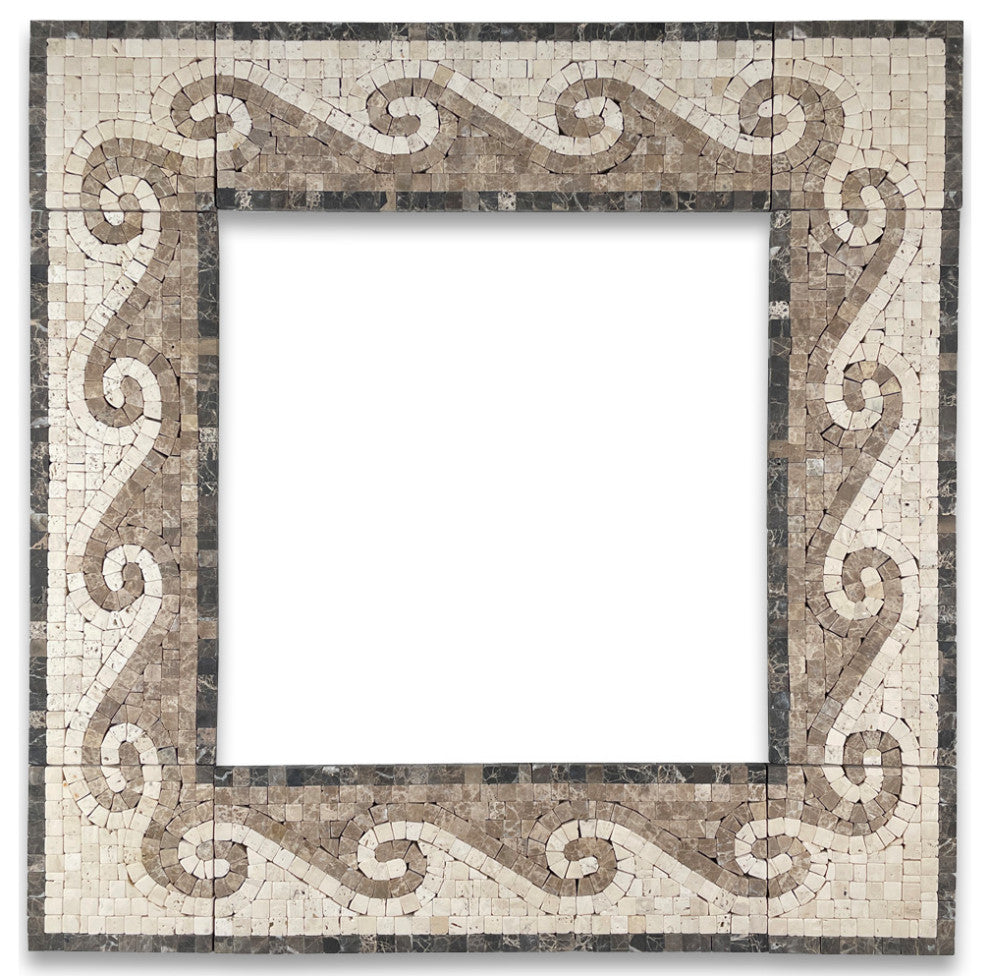 Marble Mosaic Border Listello Insert Tile Surf Emperador 4x12 Tumbled, 1 piece
