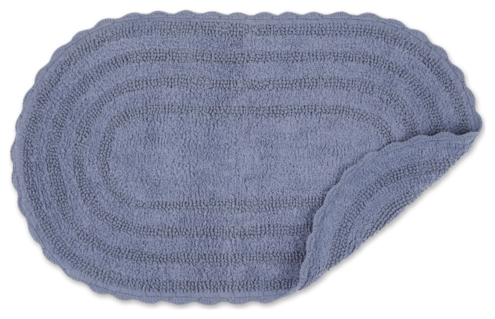 Stonewash Blue Large Oval Crochet Bath Mat