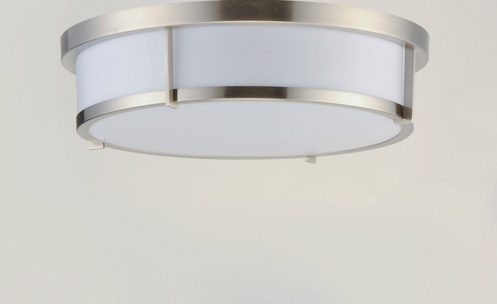Maxim 10278WT Rogue 17"W LED Flush Mount Drum Ceiling Fixture - Satin Nickel