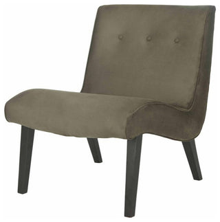 Contemporary Linen Blend Chair with Glam Tufting & Birch Wood Legs, Forest Green