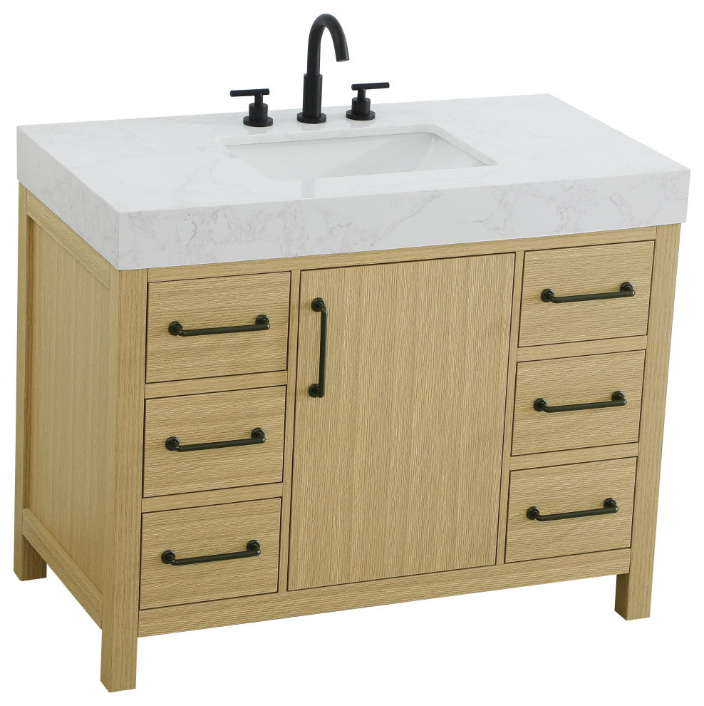 Home Living 42" Single Bathroom Vanity, Honey Brown