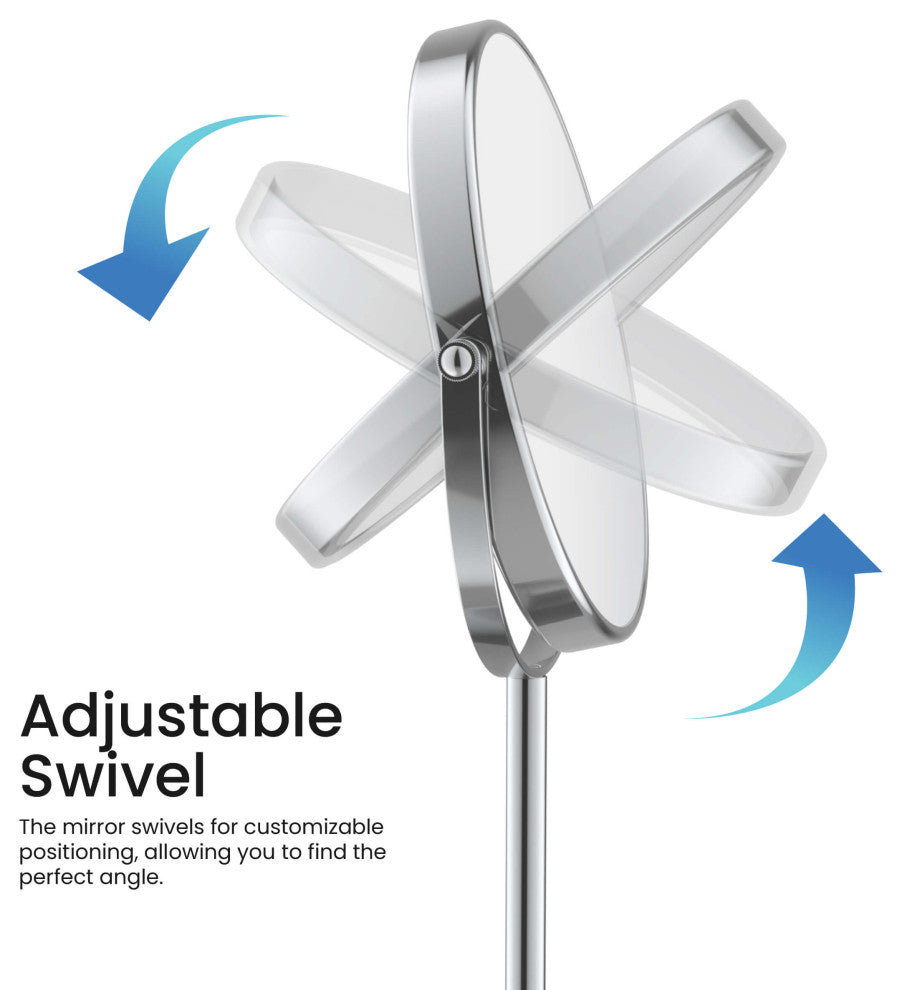 Circular Free Standing Magnifying Make Up Mirror, Chrome