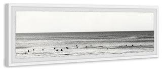 "Surfers Line Up" Framed Painting Print, 45x15