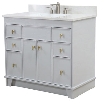 39" Single Sink Vanity, French Gray Finish With Engineered Stone Top