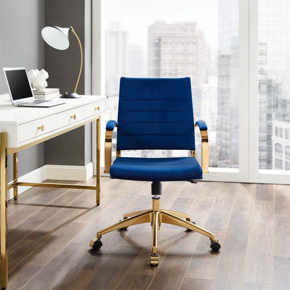 Computer Work Desk Chair, Velvet, Blue Navy, Modern, Home Business Office