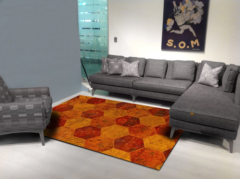 Hand Tufted Orange Wool Area Rug