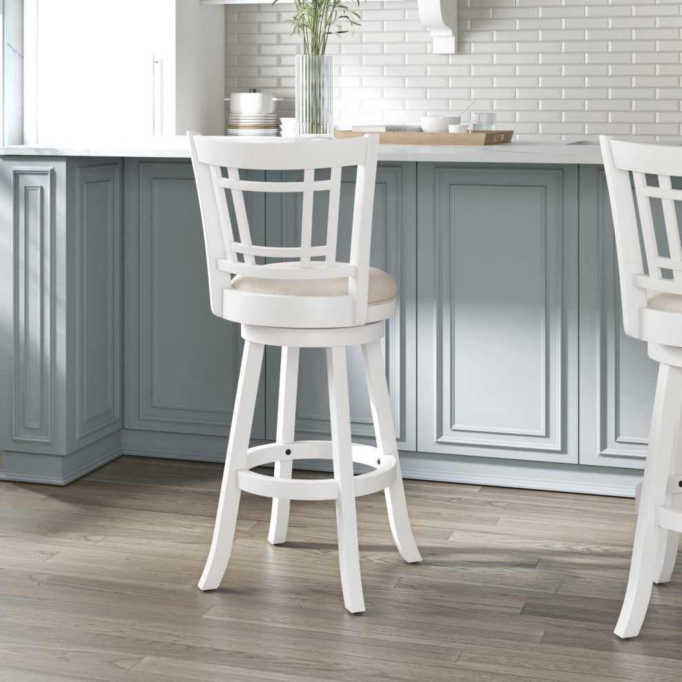 Fairfox Wood Swivel Stool, White, Barstool