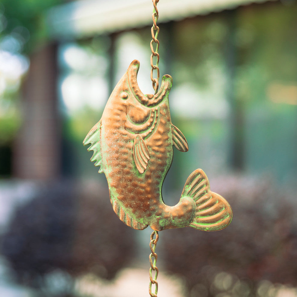 8.5' Faux Copper Patina Finish Rain Chain