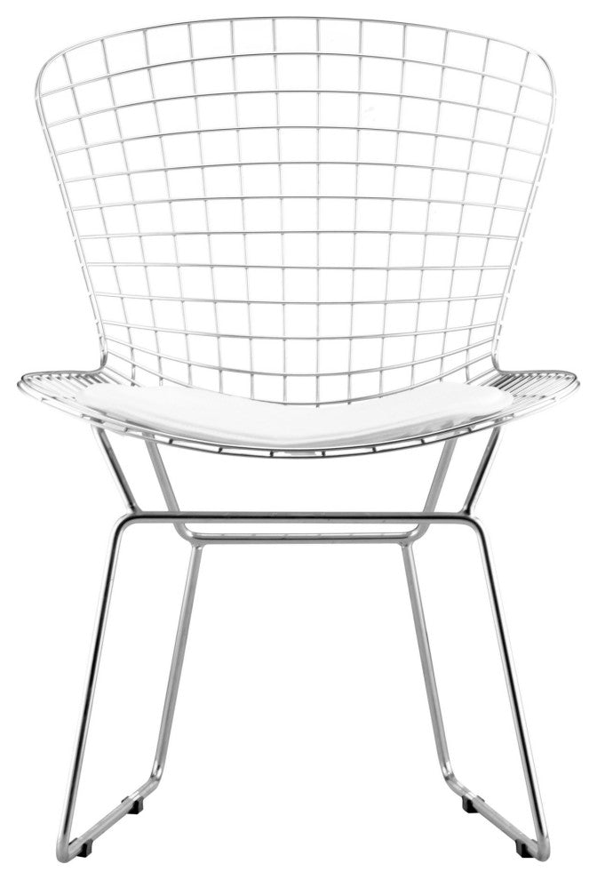Dining Chair, Set of 2, Steel Metal, Chrome, Mid Century Bar Kitchen Pub Bistro