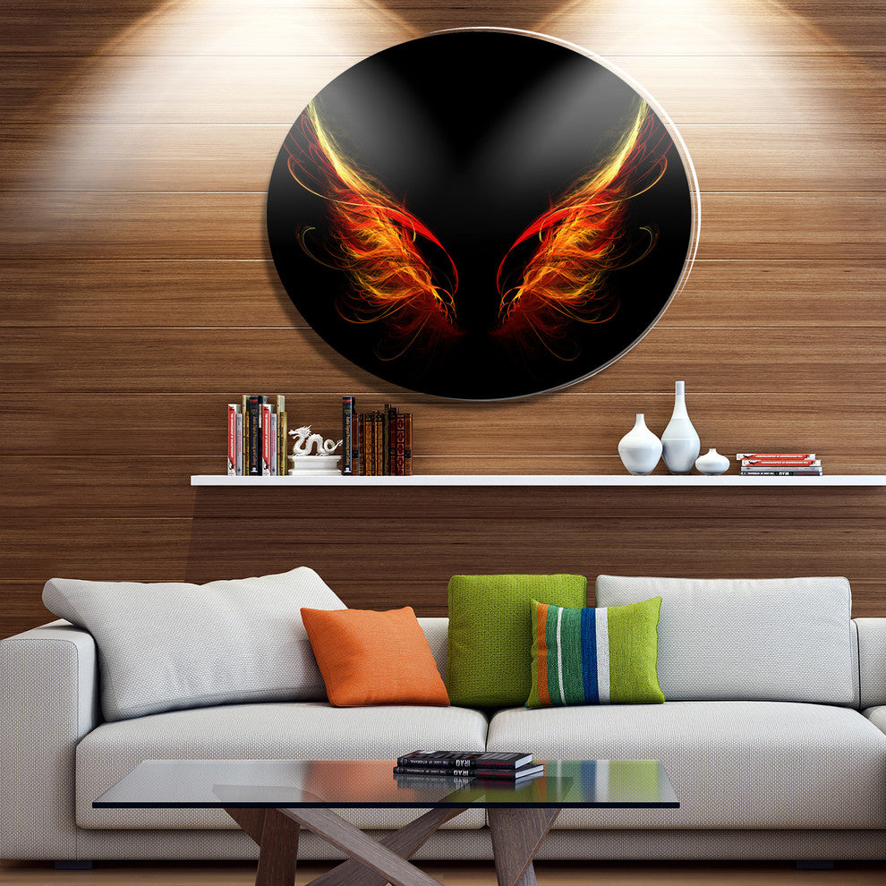 Hell Wings On Black Background, Abstract Disc Metal Wall Art, 11"