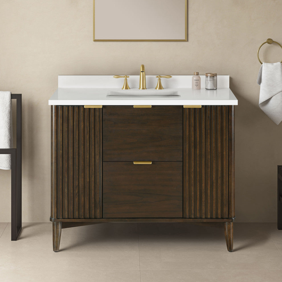OVE Decors Gabi Single Sink Bathroom Vanity, Dark Walnut, 42", Single Sink