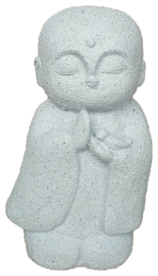 14" White Praying Monk With Bird Indoor Outdoor Statue