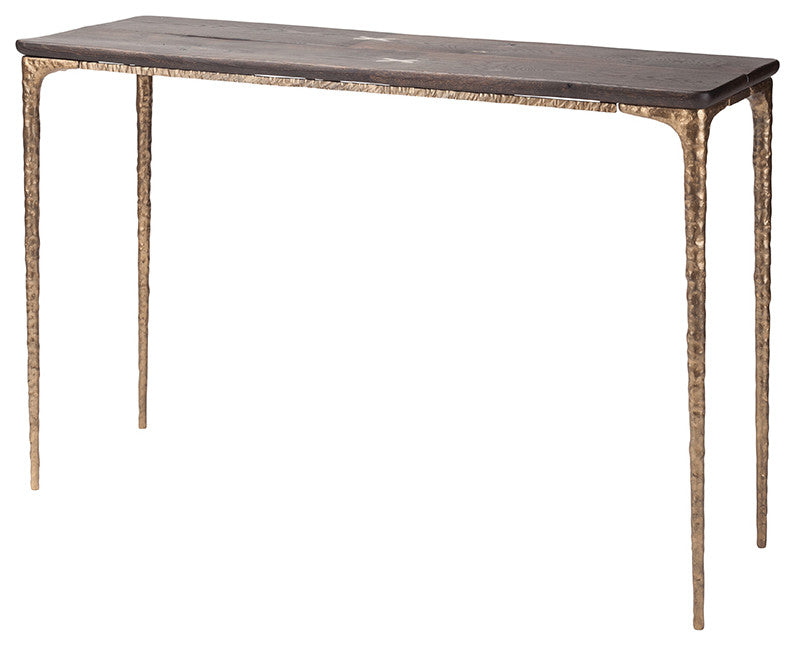 Kulu Seared Oak Console Table, Bronze