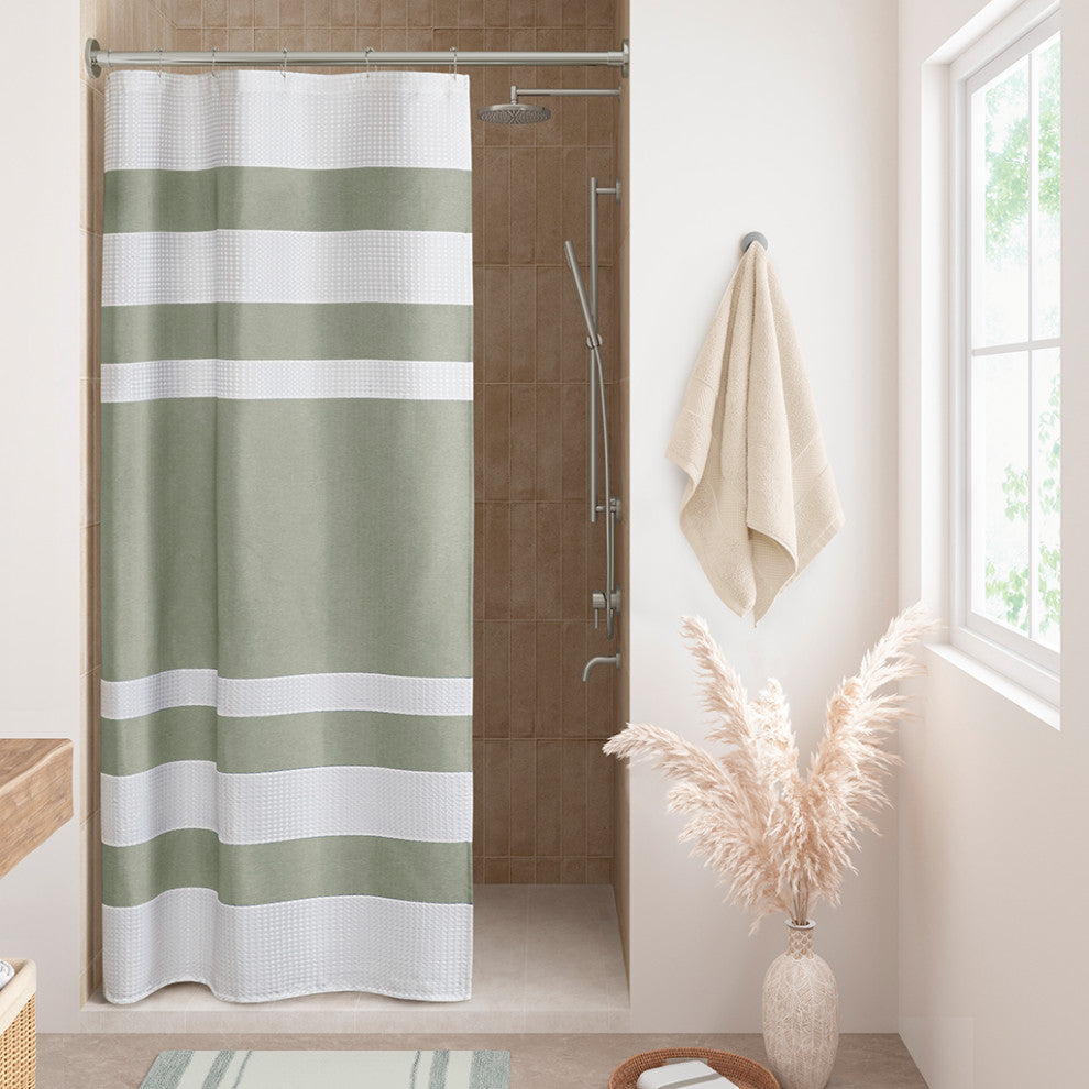 Madison Park Spa Waffle Shower Curtain With 3M Treatment