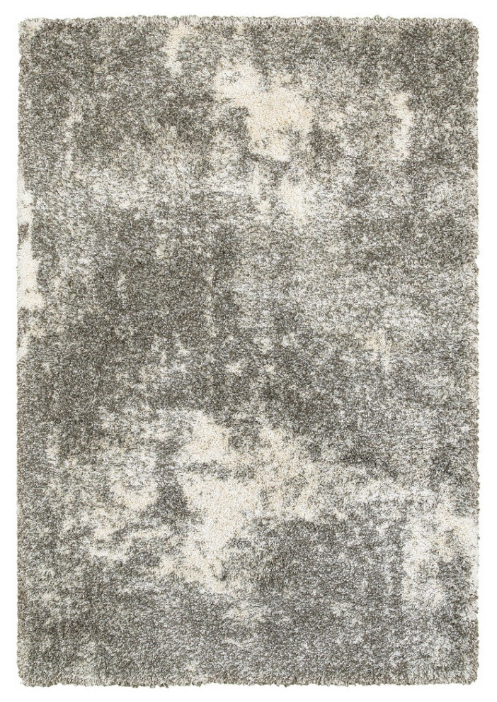 7??X 10??Gray And Ivory Distressed Abstract Area Rug