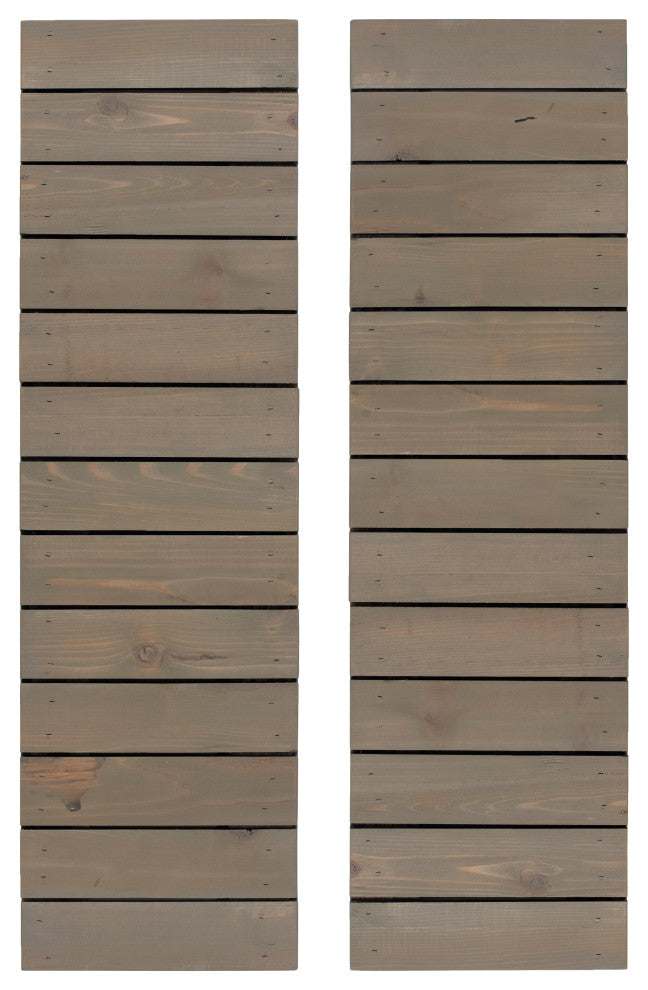 Horizontal Slat Board and Batten Exterior Shutters Pair, Stone Gray, 54"
