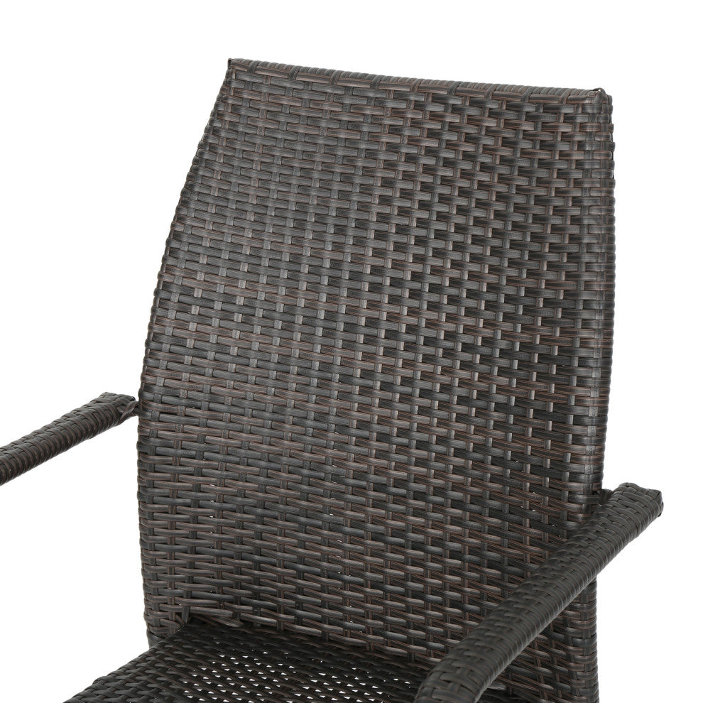 GDF Studio 3-Piece Michael Outdoor Multibrown Wicker Bistro Set