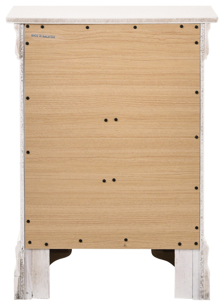 Louis Philippe 3-Drawer Nightstand (29 in. H x 21 in. W x 16 in. D), White