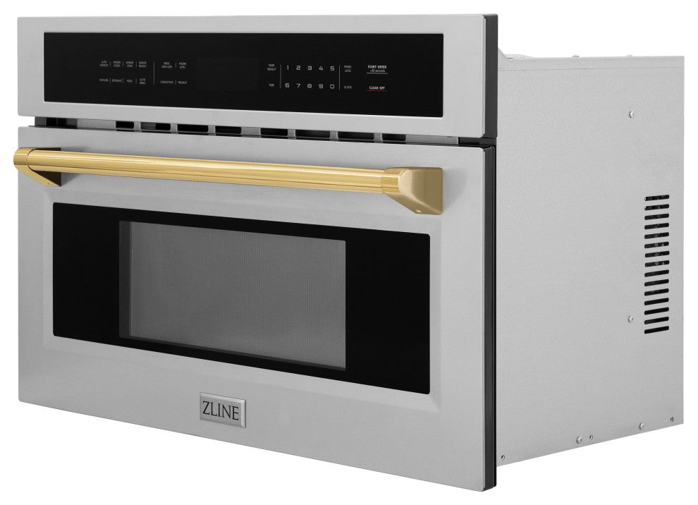ZLINE 30 In. Autograph Microwave Oven, Stainless With Gold Accents, MWOZ-30-G