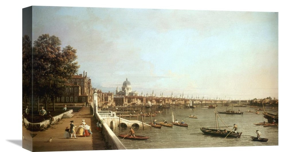 "London From Somerset House" Stretched Canvas Giclee by Canaletto, 22"x13"