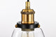 1-Light Black and Antique Brass Mini Pendant Light With Clear Bell Glass Shade