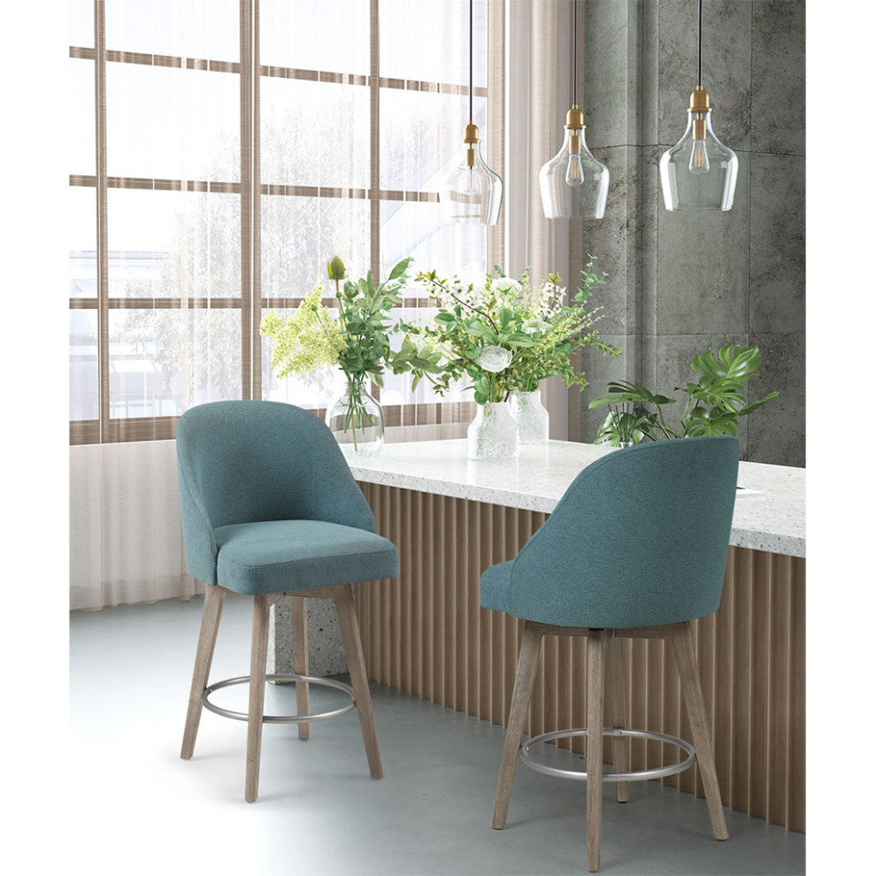 Madison Park Pearce Swivel Stool Barrel Style, Teal, 25.75" Counter Stool