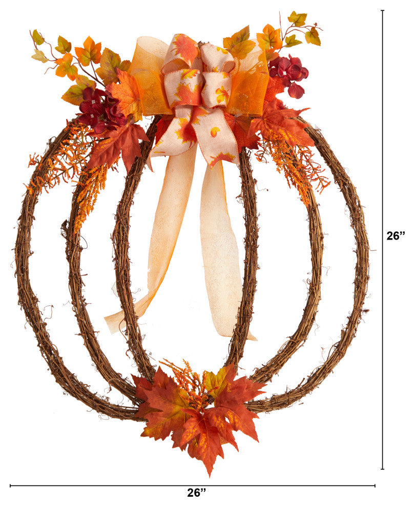 26" Autumn Pumpkin Artificial Vine Fall Wreath