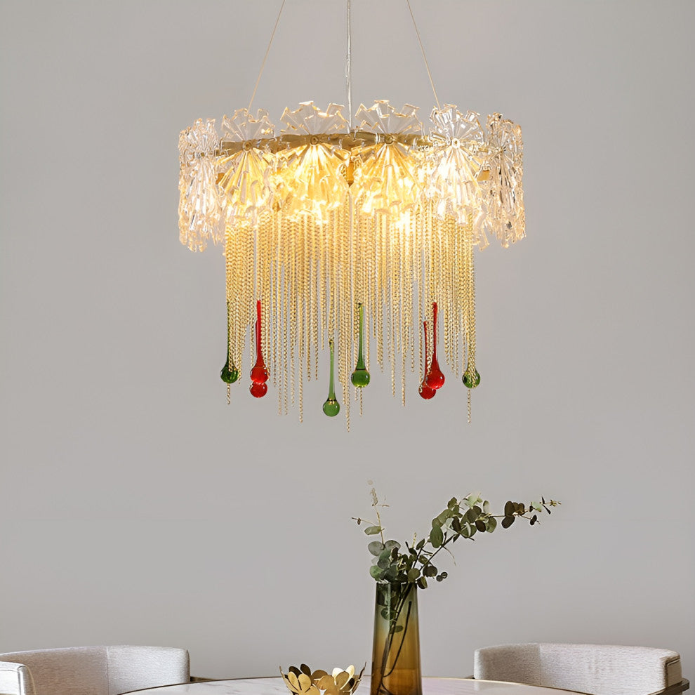 Delemont | Creative Drum Crystal LED Pendant Chandelier for Living Room, 8 Heads