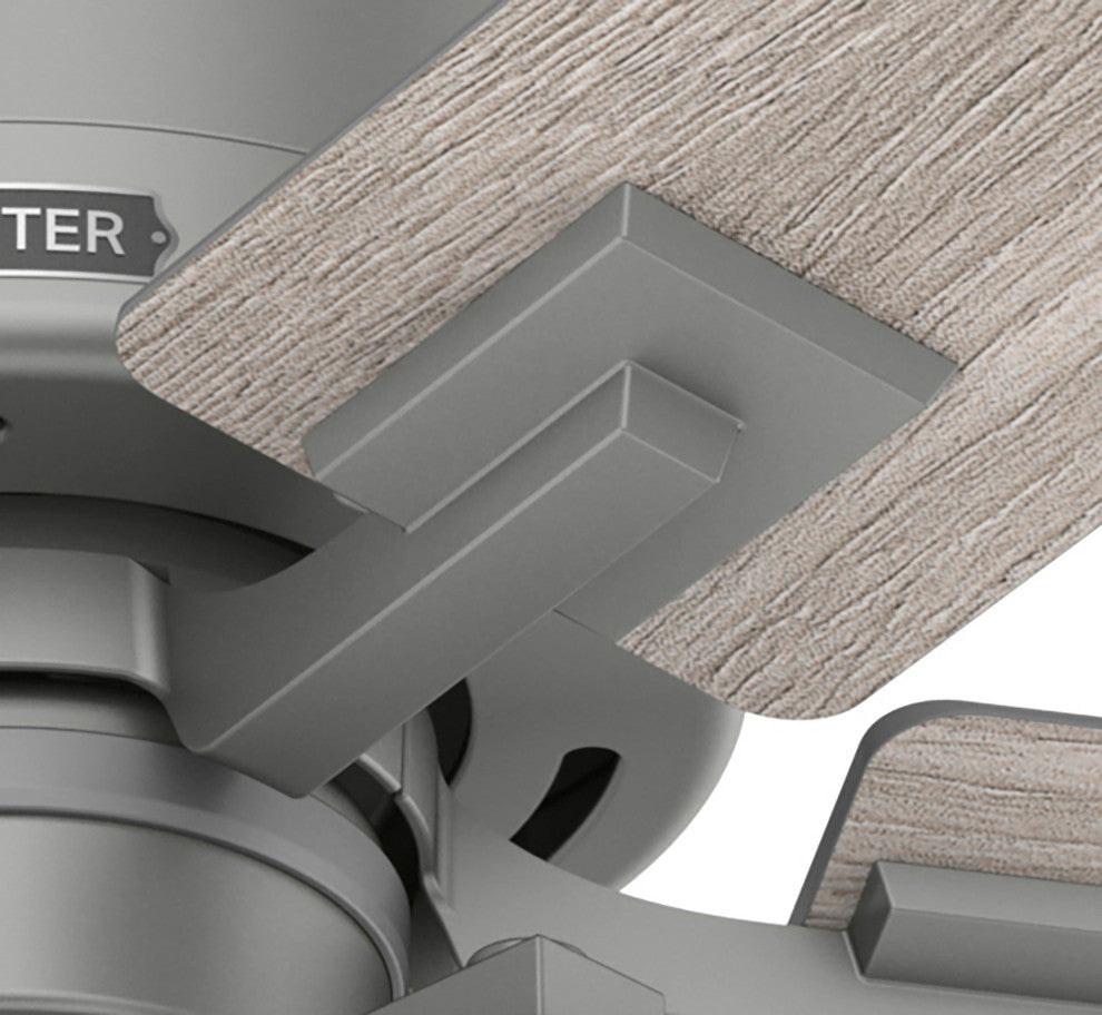 Hunter 52" WiFi Techne Ceiling Fan, LED Kit, Remote, Matte Silver