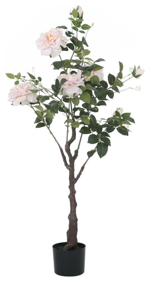 Bergweg Artificial Rose Tree, Green and Pink Champagne