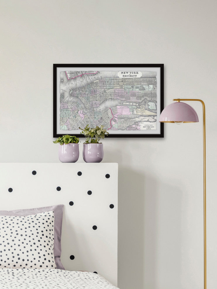 "Brooklyn Map" Framed Painting Print, 45x30